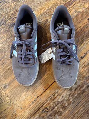 adidas Men’s Brown Suede Sneakers with White Stripes